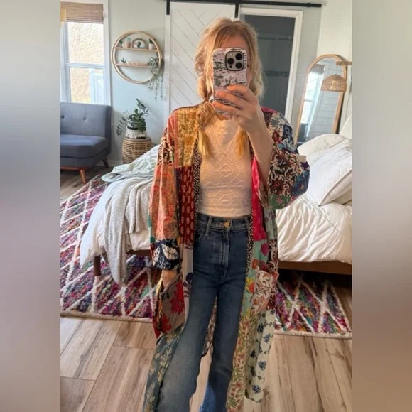 Bohemian Patchwork Kimono Jacket - Multi - Picture 1 of 1